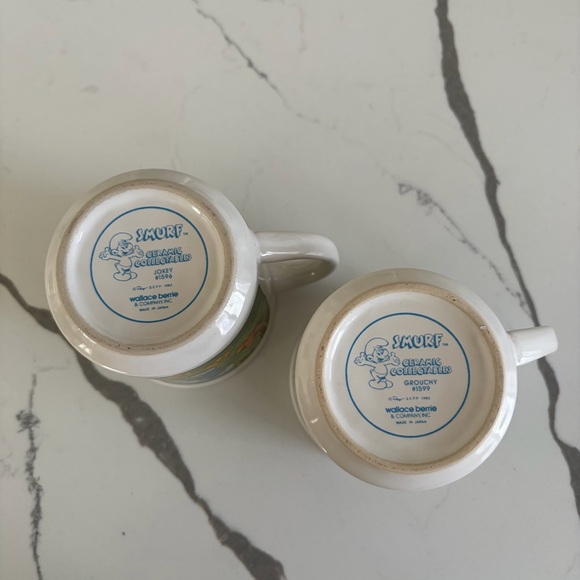 Vintage Smurfs “Grouchy” and “Jokey” Coffee Mugs - Picture 5 of 5